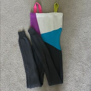 Colorblock Knit Jumpsuit with Pink and Lime Straps